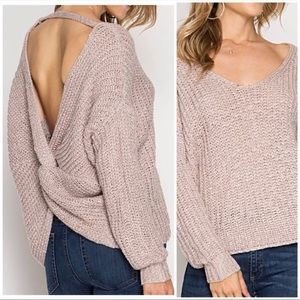 NEW OPEN BACK oversized Mauve Sweater WITH A TWIST SIZE S